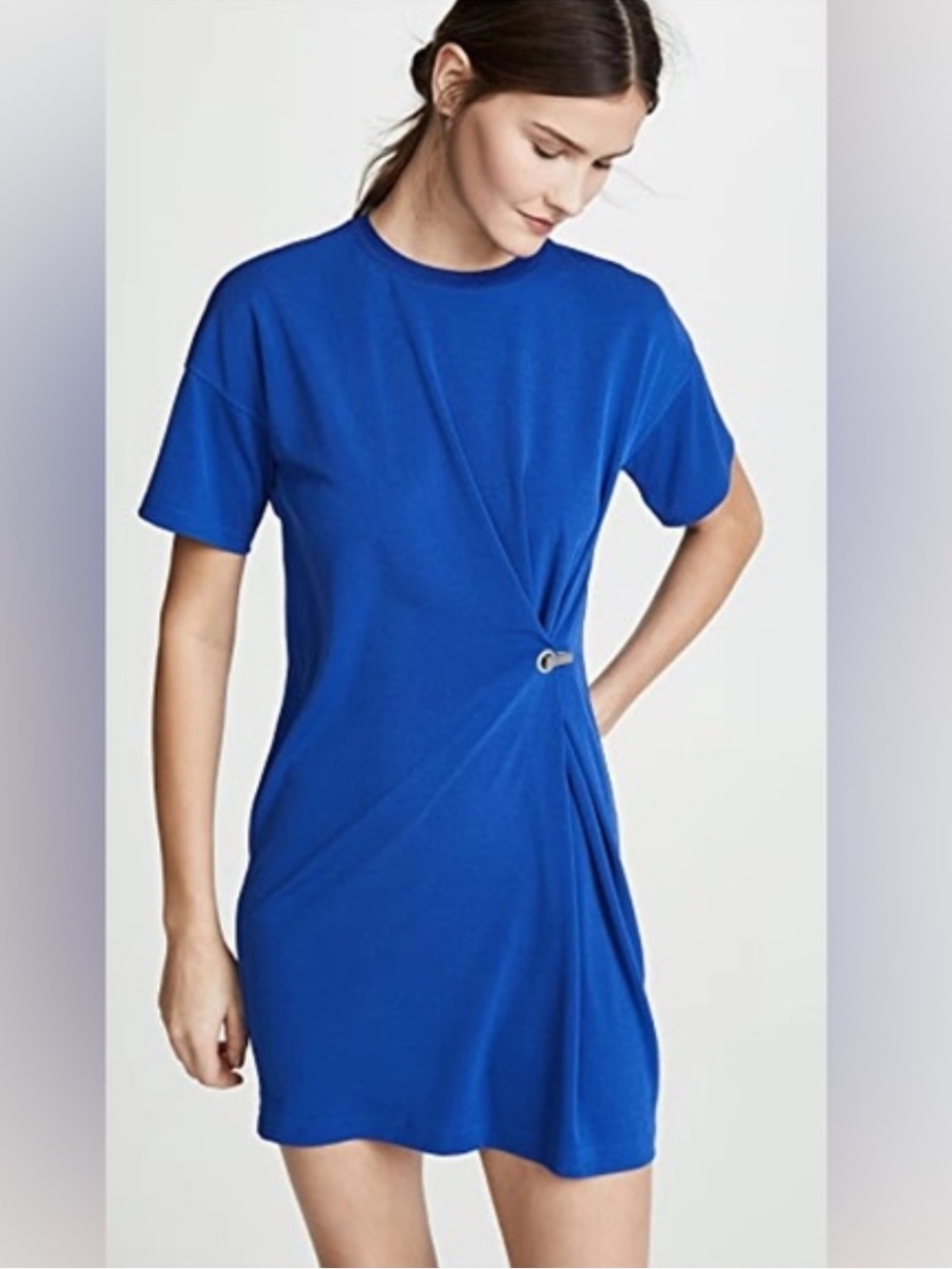 Rag & Bone Cobalt Blue Side Gathered Hardware Mini Dress